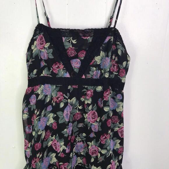 Forever 21 Dress Womens M Empire Waist Mini Dark Florals Square Neck Lace Y2K - Picture 3 of 9